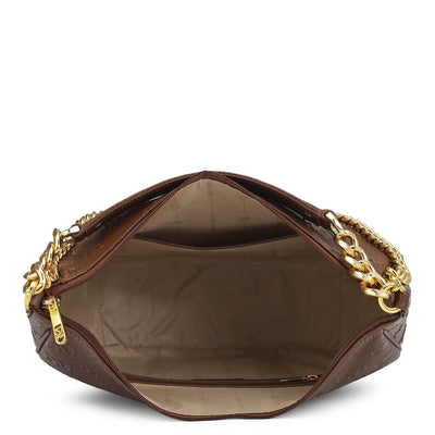 Medium Monogram Wax Leather Hobo - Espresso