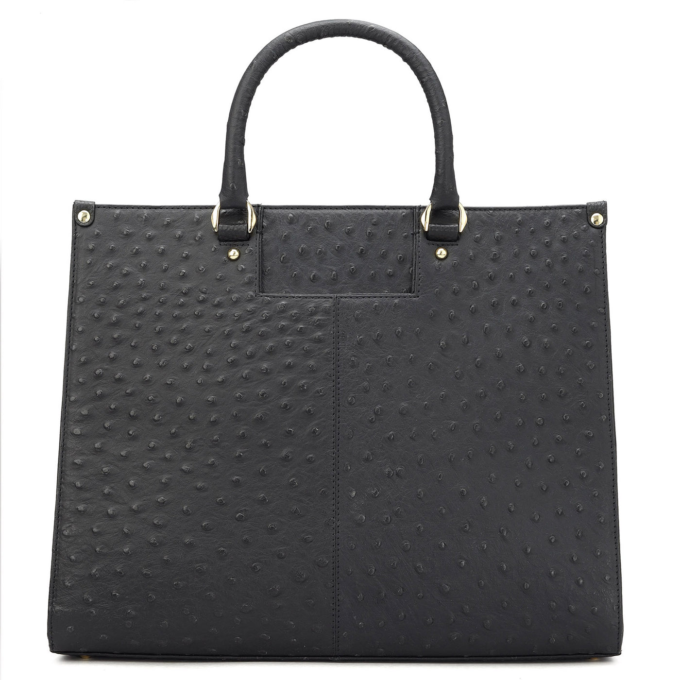 Large Ostrich Leather Book Tote - Black