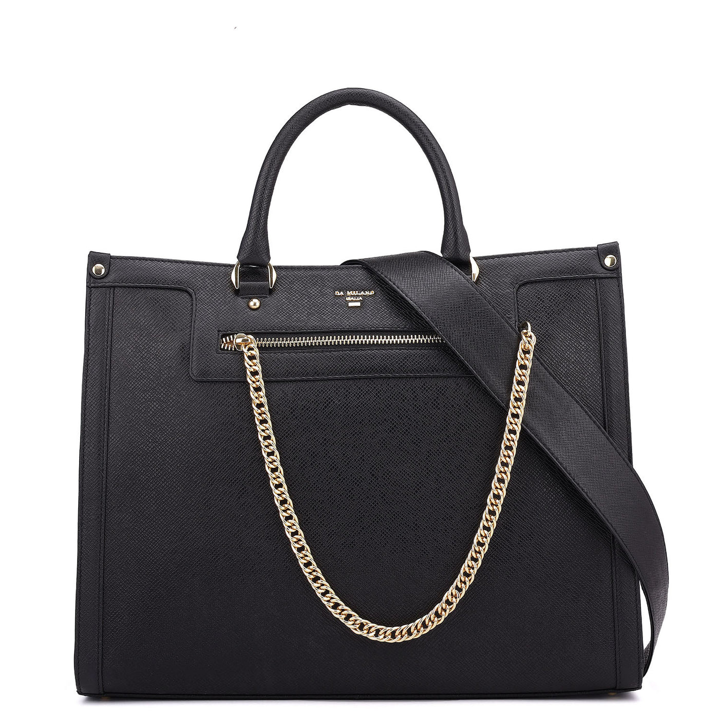 Large Franzy Leather Book Tote - Black