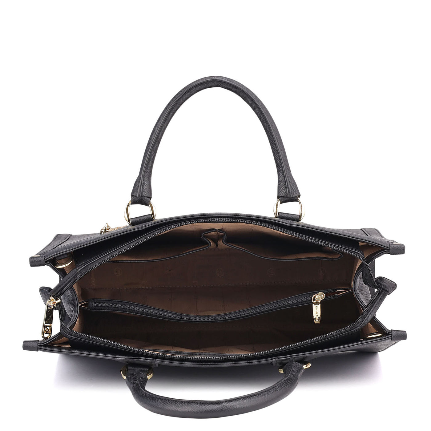 Large Franzy Leather Book Tote - Black