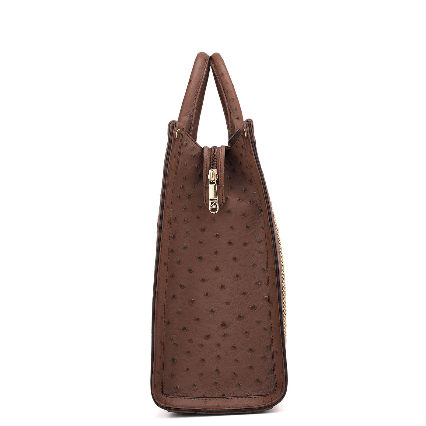 Large Ostrich Leather Book Tote - Brown