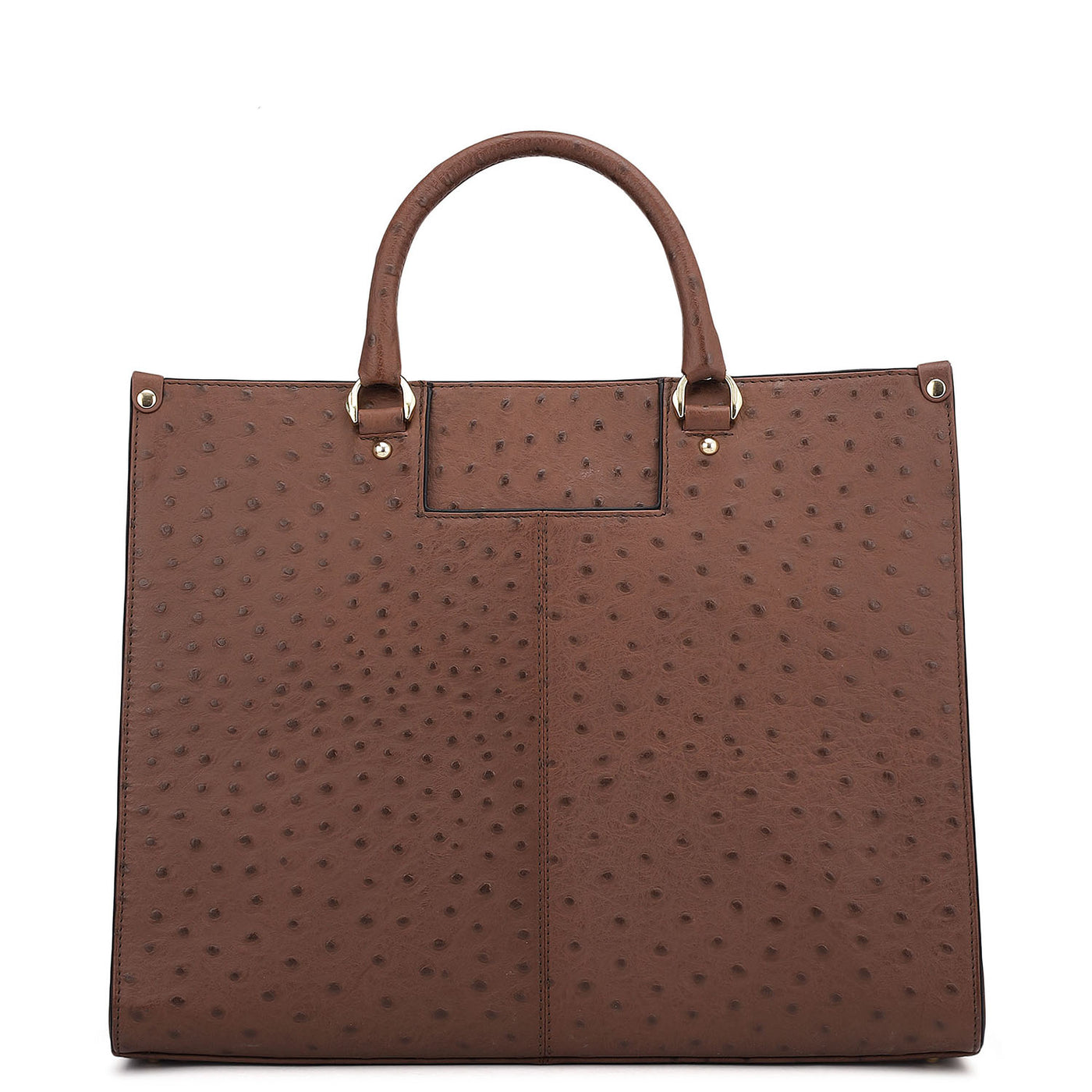 Large Ostrich Leather Book Tote - Brown