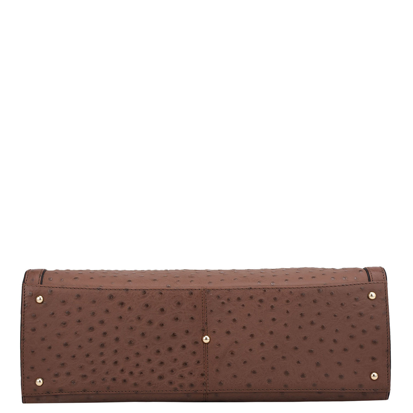Large Ostrich Leather Book Tote - Brown