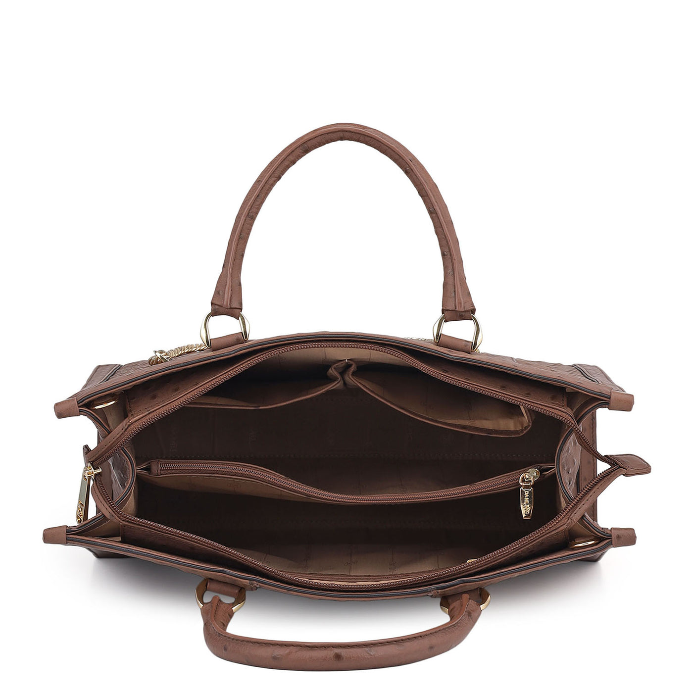 Large Ostrich Leather Book Tote - Brown