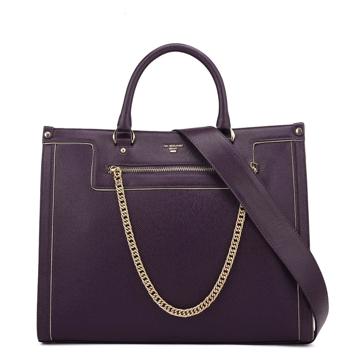 Large Franzy Leather Book Tote - Grapevine