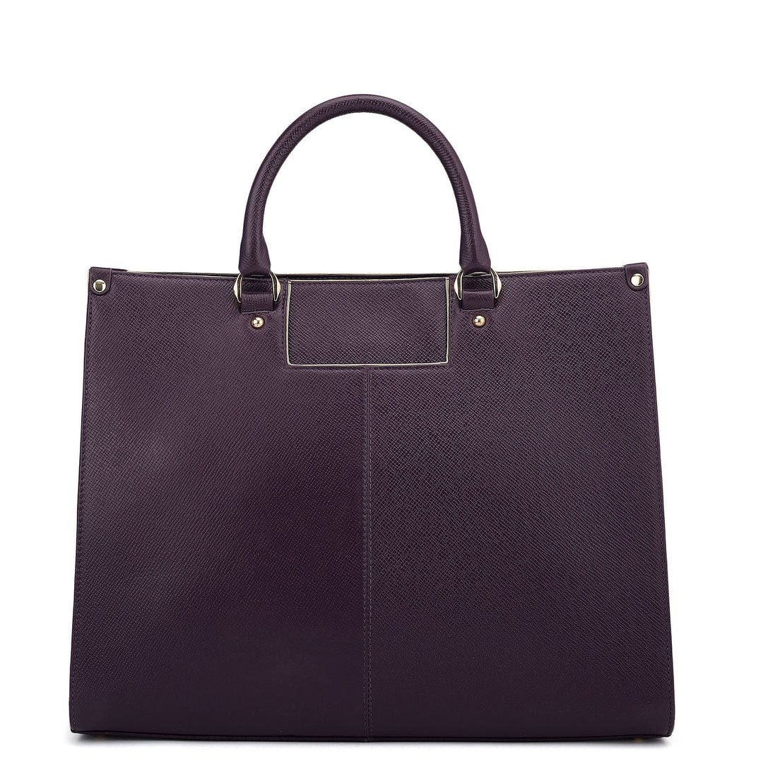 Large Franzy Leather Book Tote - Grapevine
