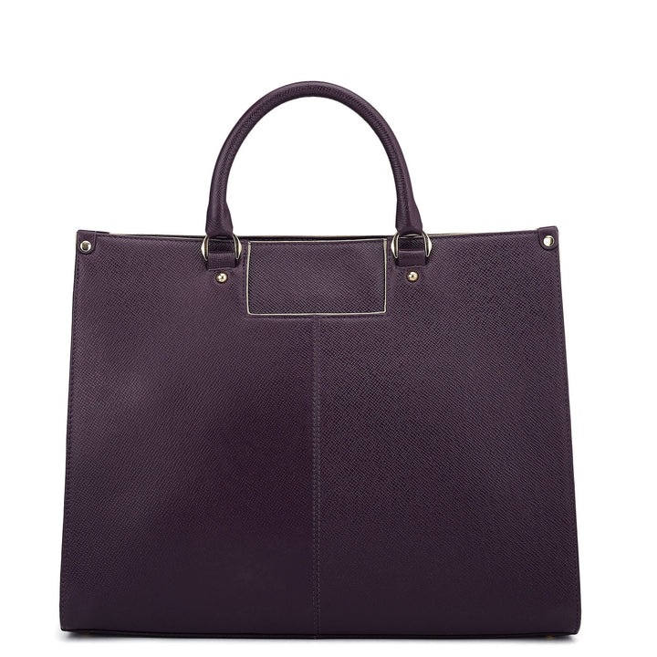 Large Franzy Leather Book Tote - Grapevine