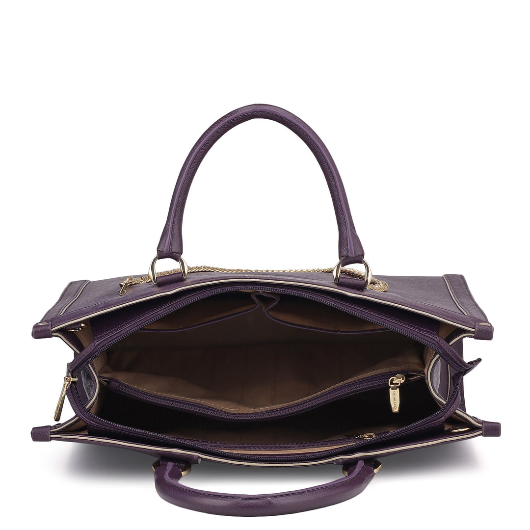 Large Franzy Leather Book Tote - Grapevine