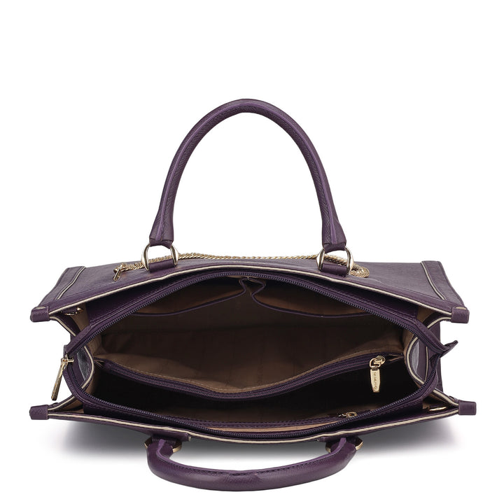 Large Franzy Leather Book Tote - Grapevine