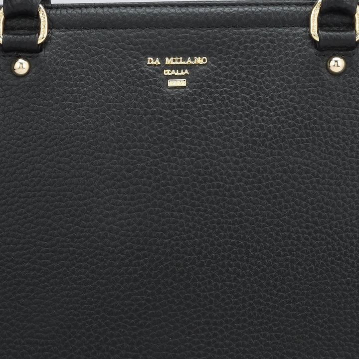 Medium Wax Leather Satchel - Black