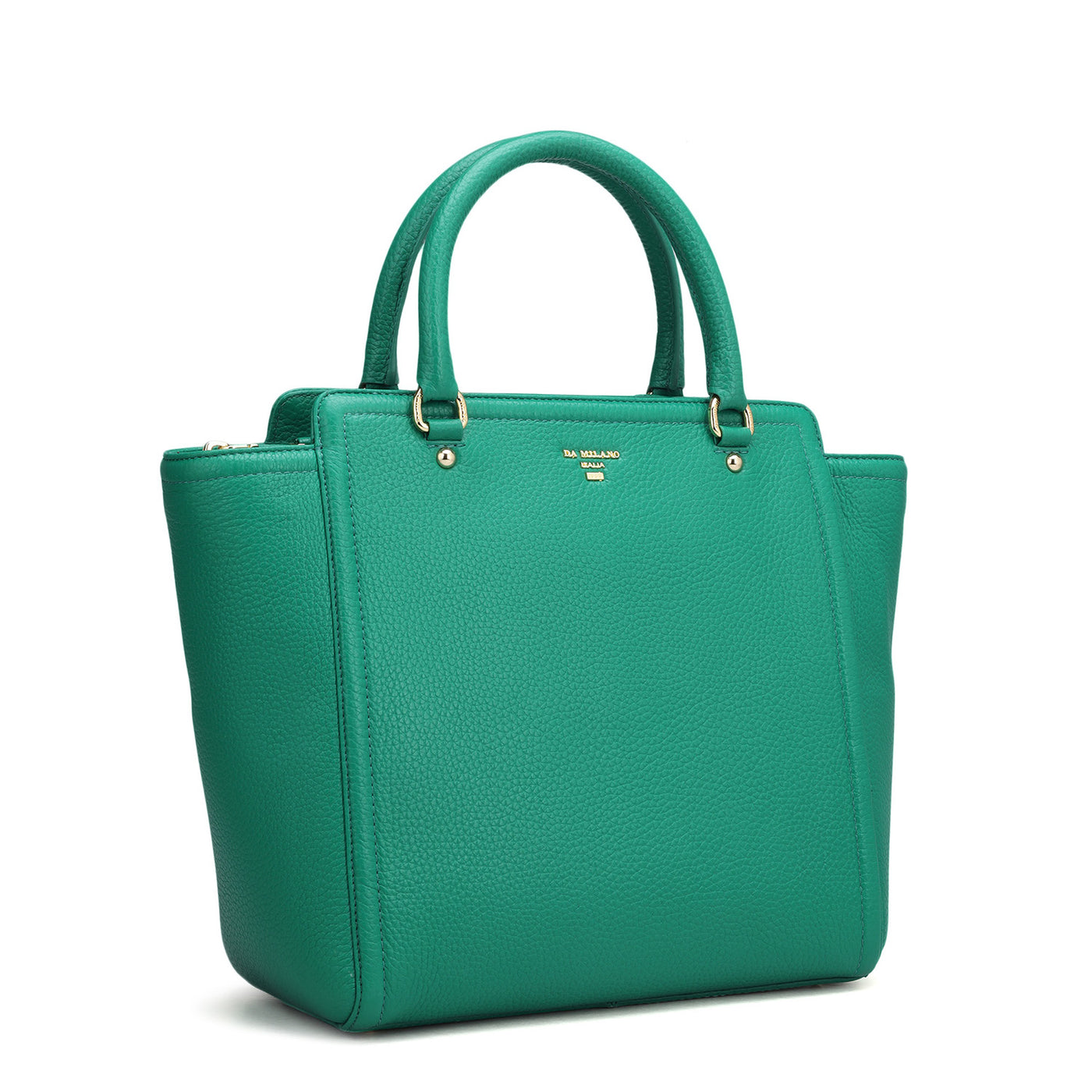 Medium Wax Leather Satchel - Emerald Green
