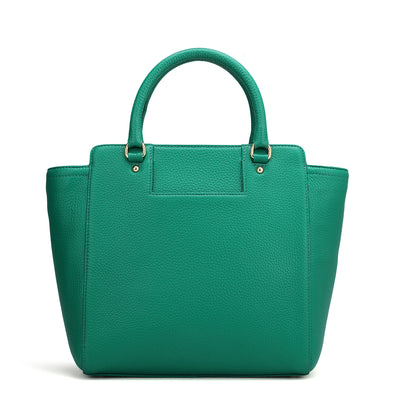 Medium Wax Leather Satchel - Emerald Green