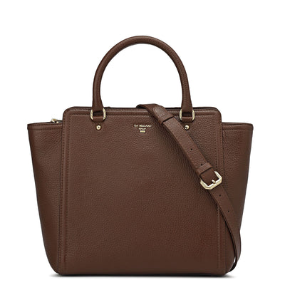 Medium Wax Leather Satchel - Espresso