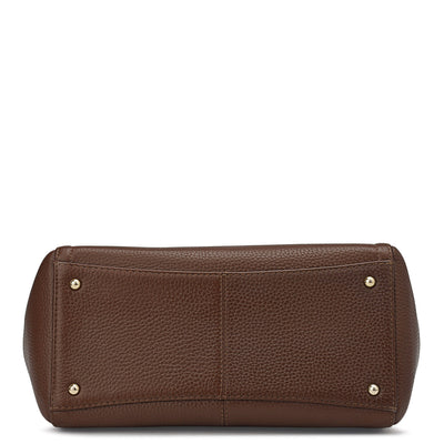 Medium Wax Leather Satchel - Espresso