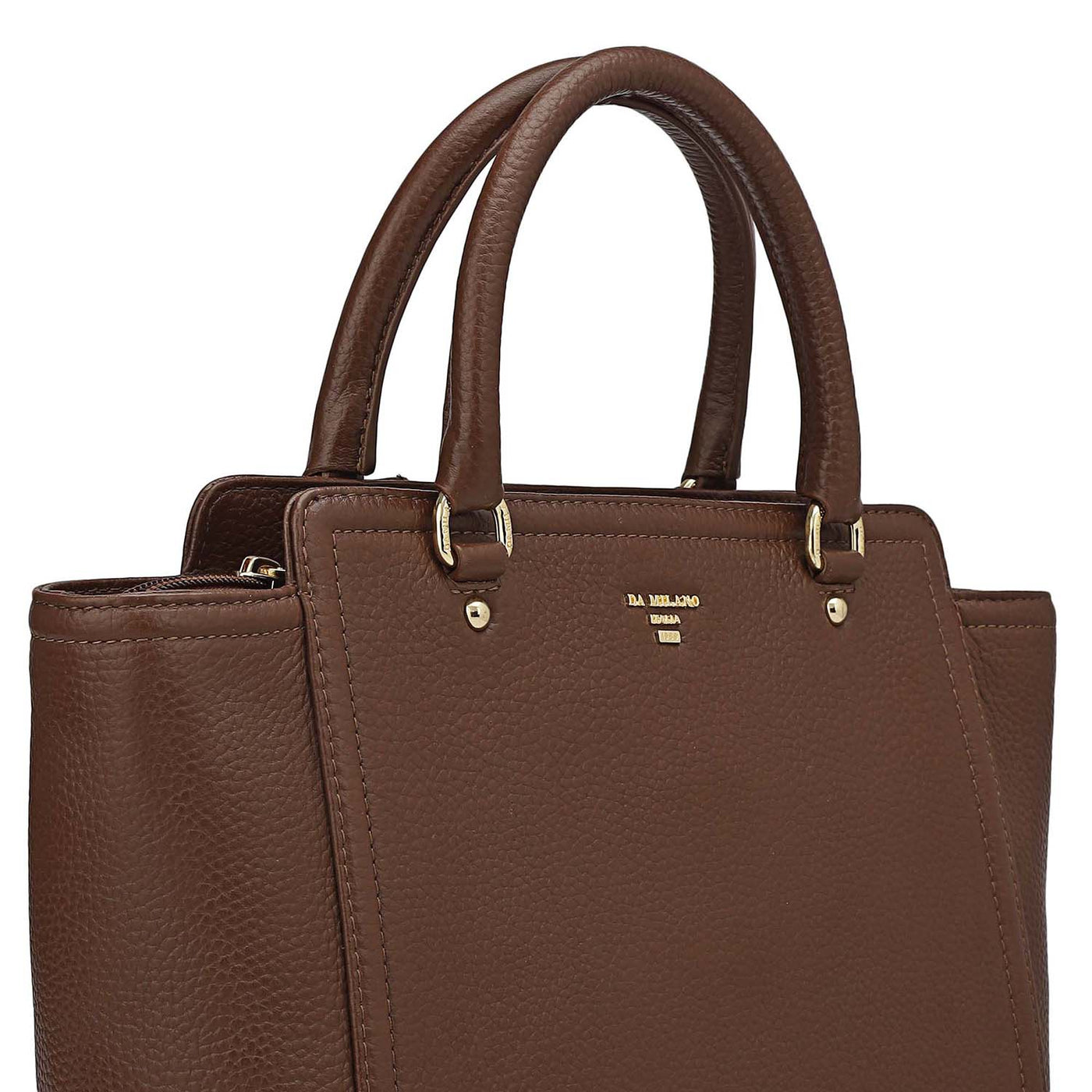 Medium Wax Leather Satchel - Espresso