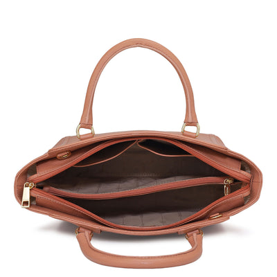 Medium Wax Leather Satchel - Feather