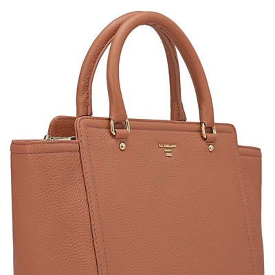Medium Wax Leather Satchel - Feather