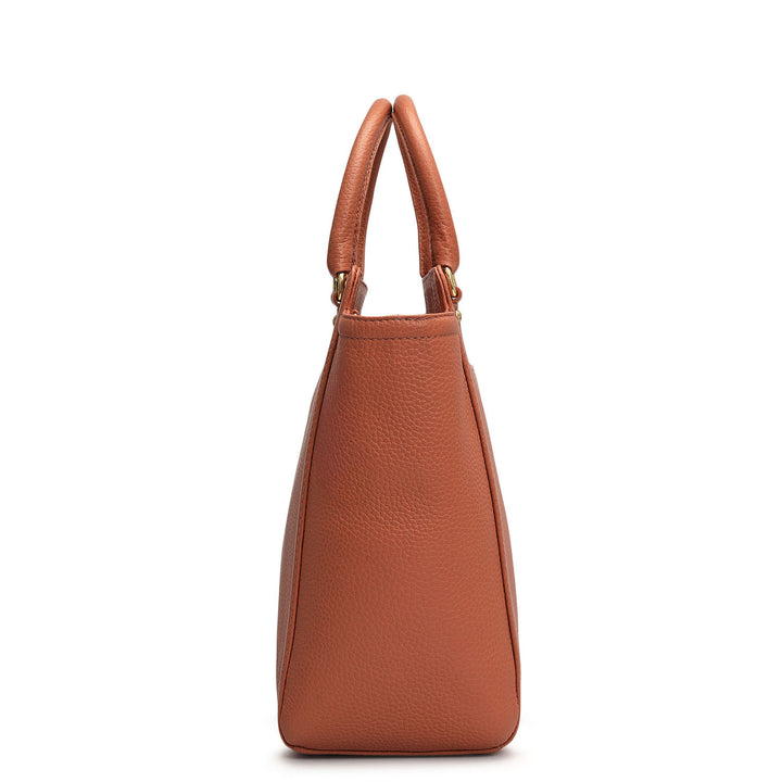 Medium Wax Leather Satchel - Terracotta