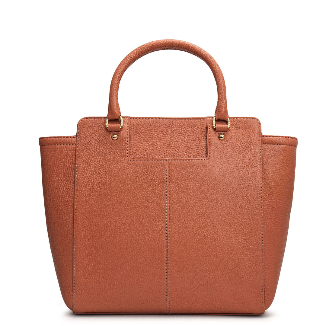 Medium Wax Leather Satchel - Terracotta