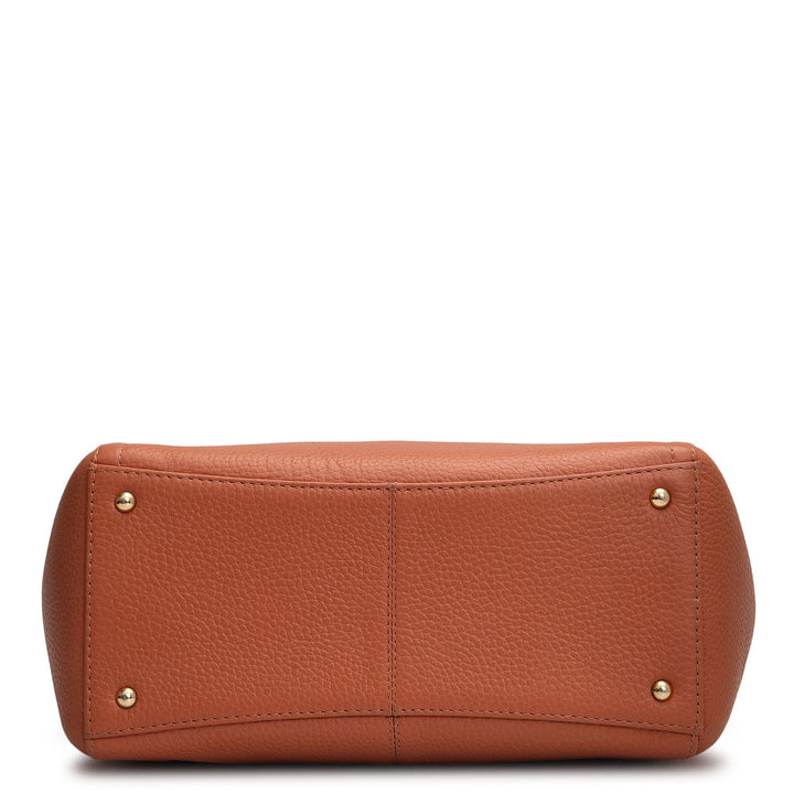 Medium Wax Leather Satchel - Terracotta