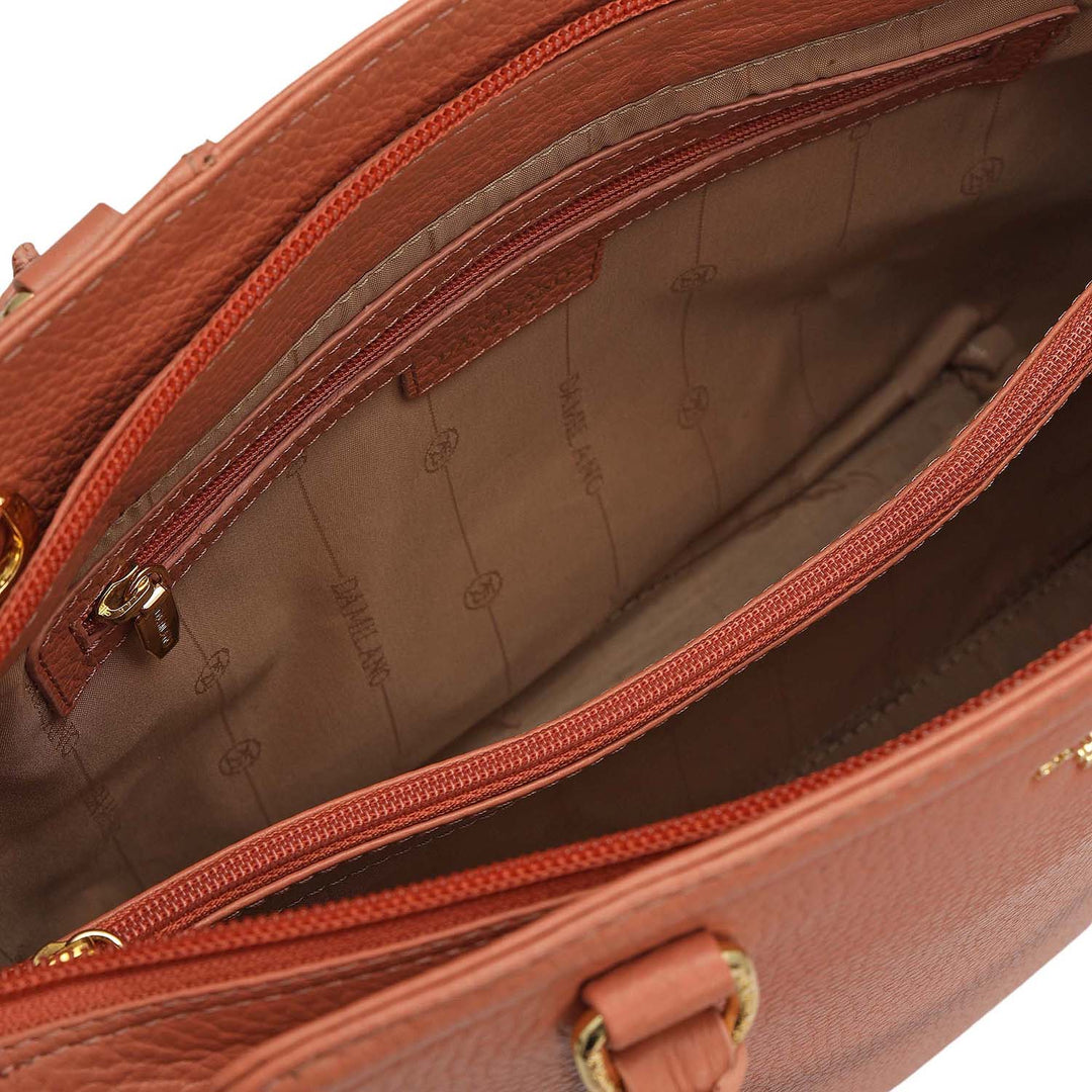 Medium Wax Leather Satchel - Terracotta