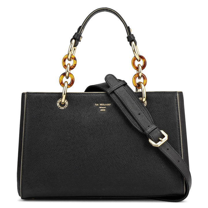Small Franzy Leather Satchel - Black