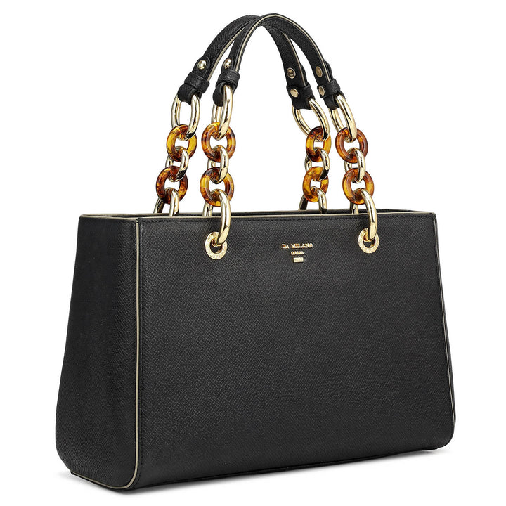 Small Franzy Leather Satchel - Black