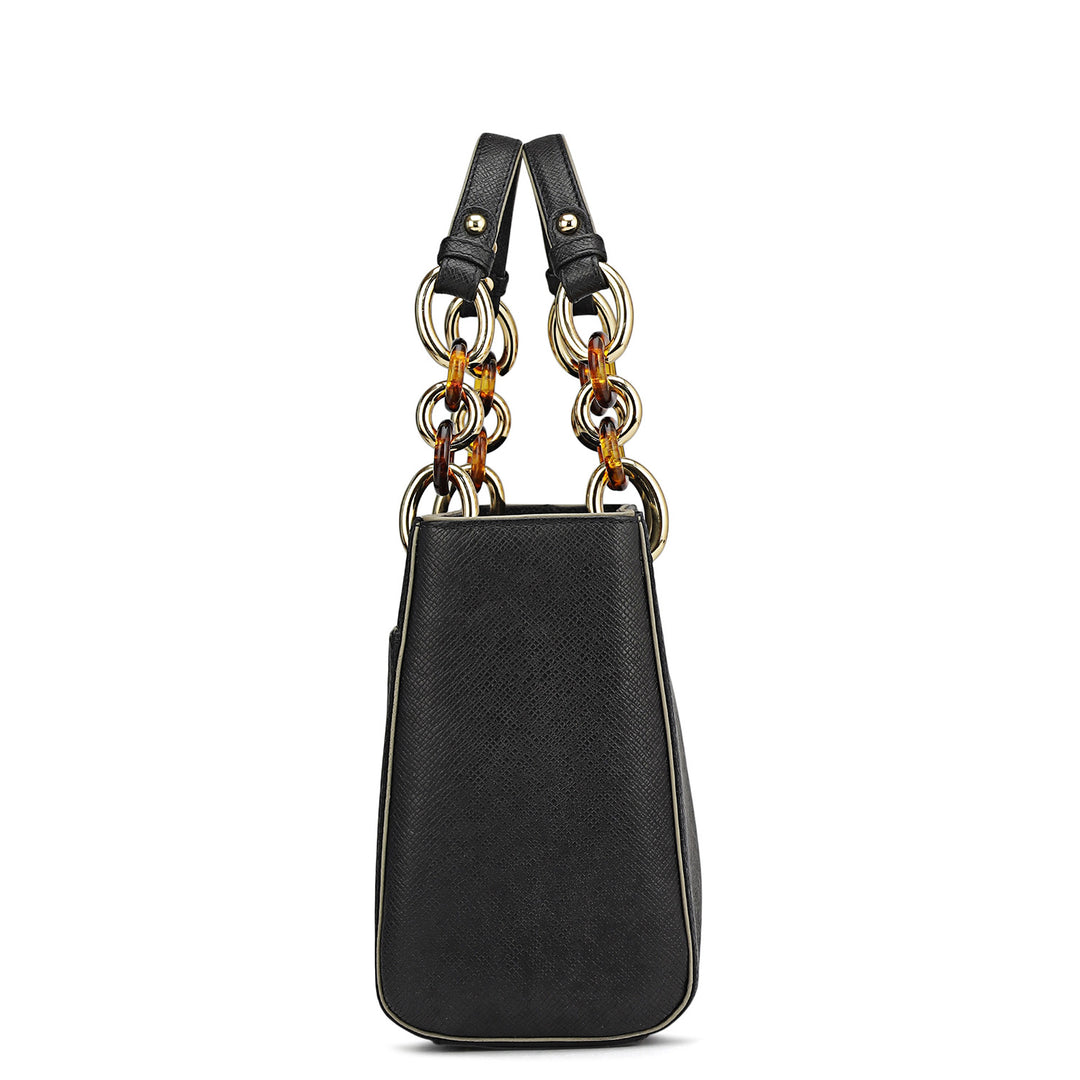 Small Franzy Leather Satchel - Black