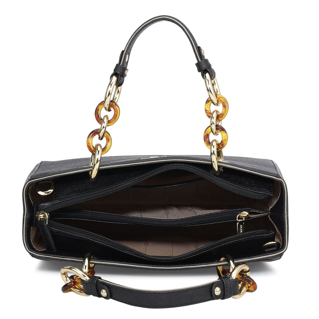 Small Franzy Leather Satchel - Black