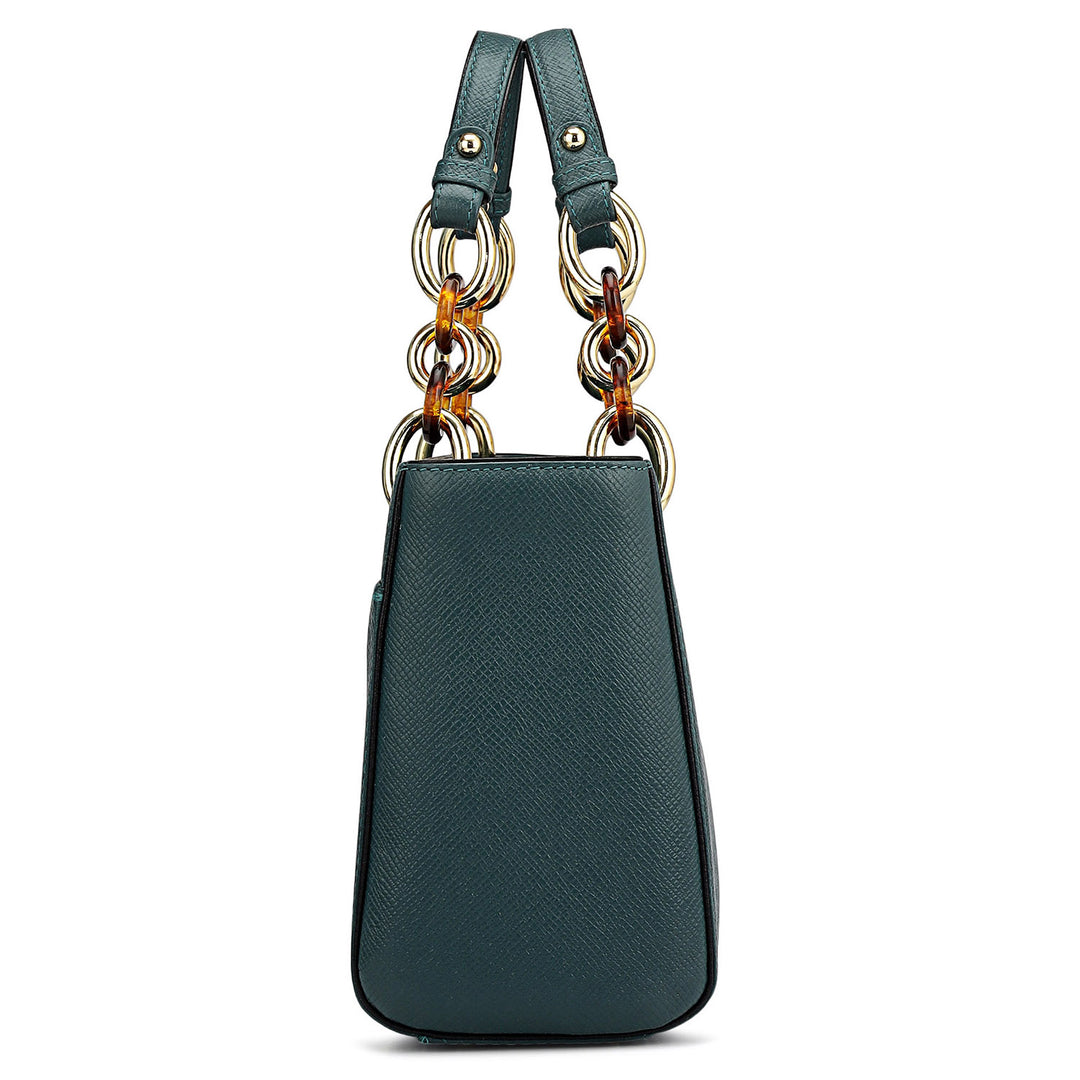 Small Franzy Leather Satchel - Octane