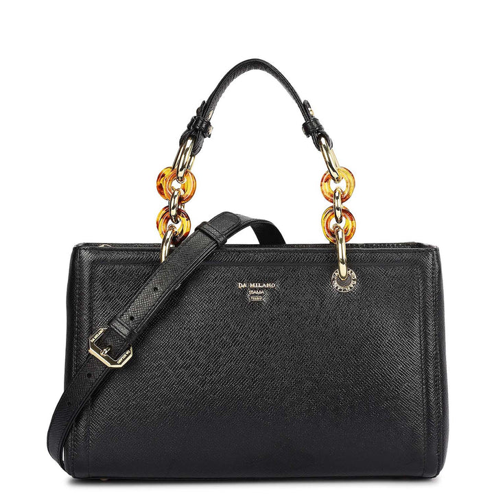 Small Franzy Leather Satchel - Black