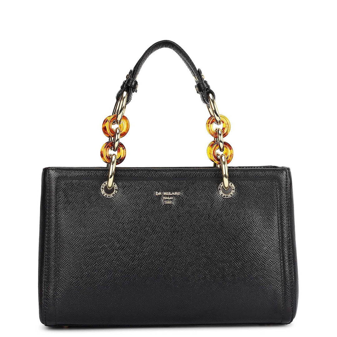 Small Franzy Leather Satchel - Black