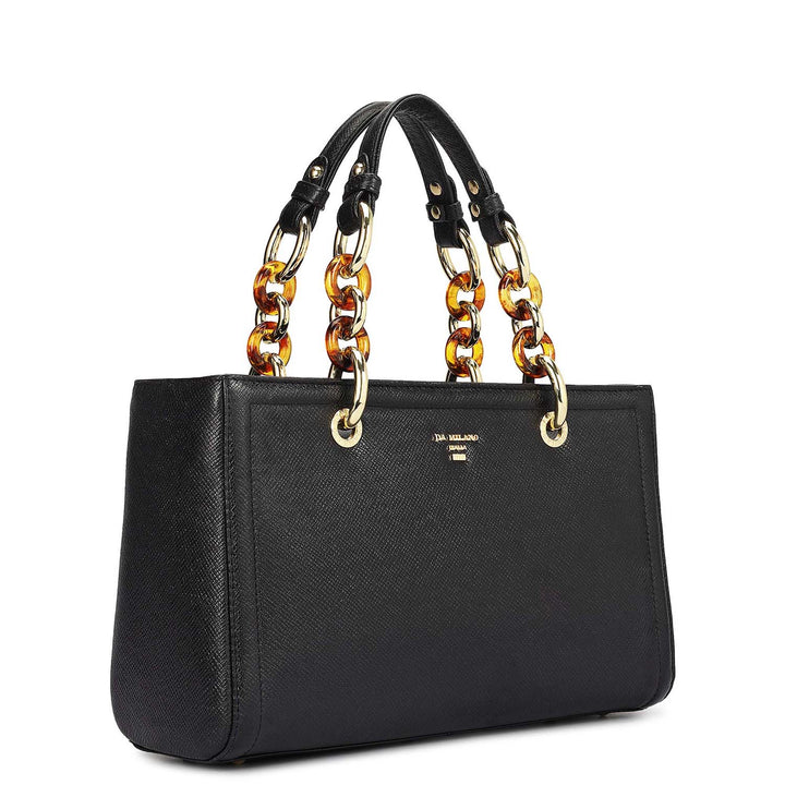 Small Franzy Leather Satchel - Black