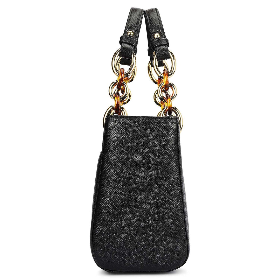 Small Franzy Leather Satchel - Black