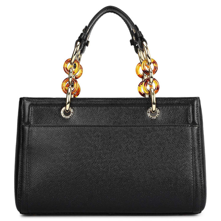 Small Franzy Leather Satchel - Black