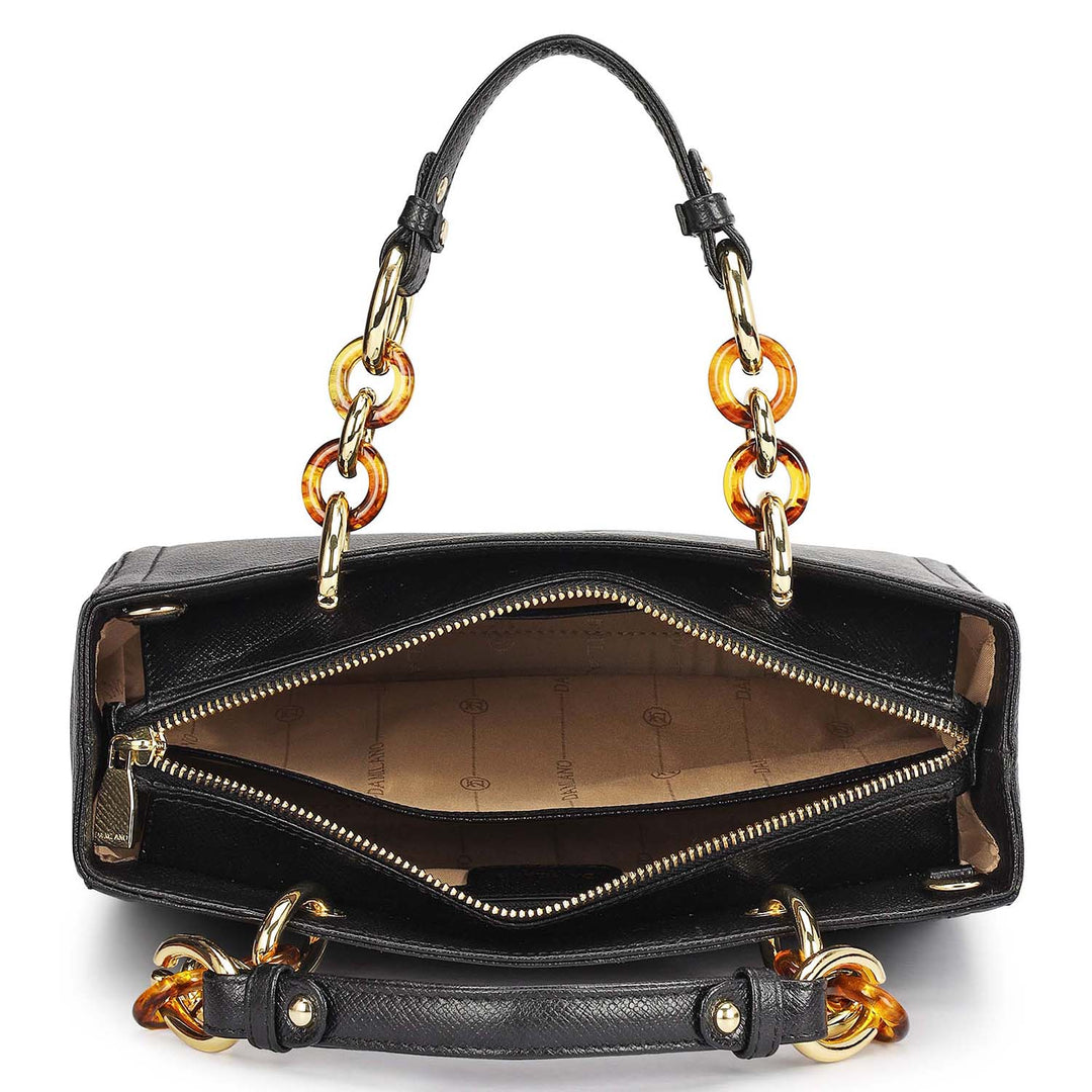 Small Franzy Leather Satchel - Black