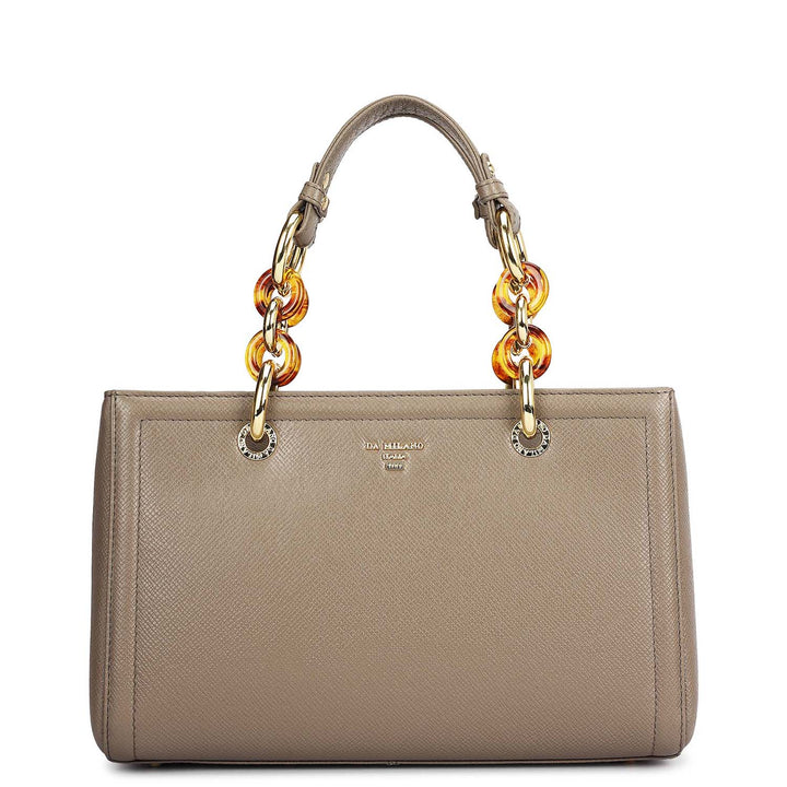 Small Franzy Leather Satchel - Smoke Grey