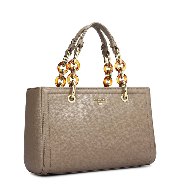 Small Franzy Leather Satchel - Smoke Grey