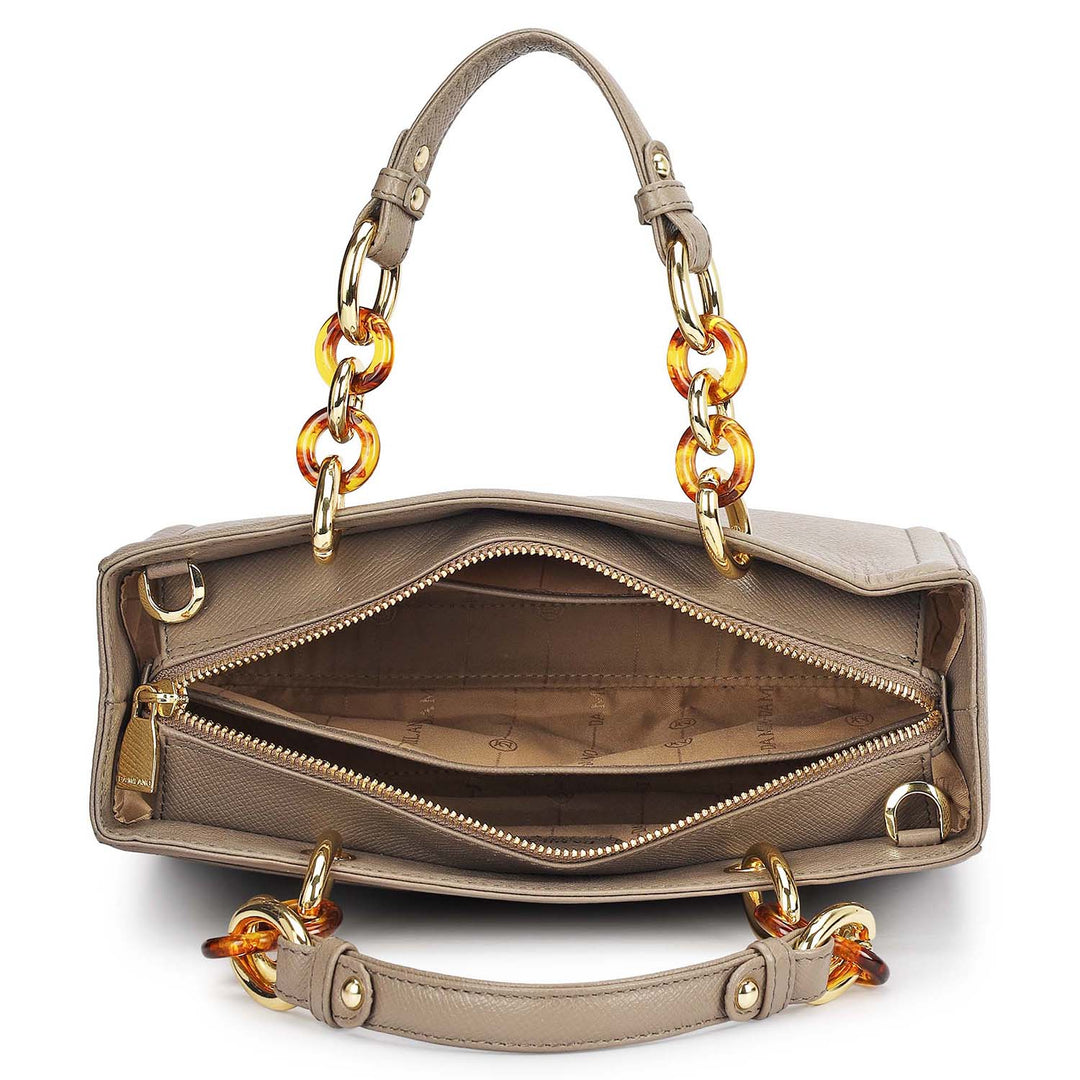 Small Franzy Leather Satchel - Smoke Grey