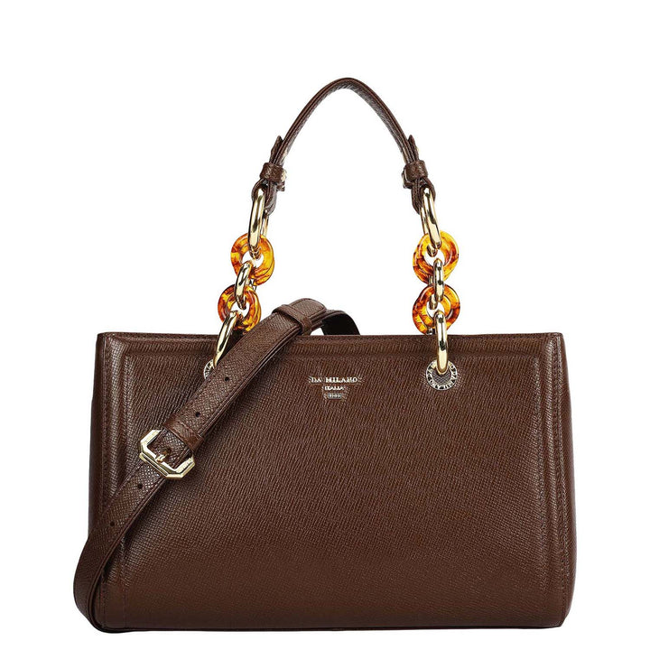 Small Franzy Leather Satchel - Walnut