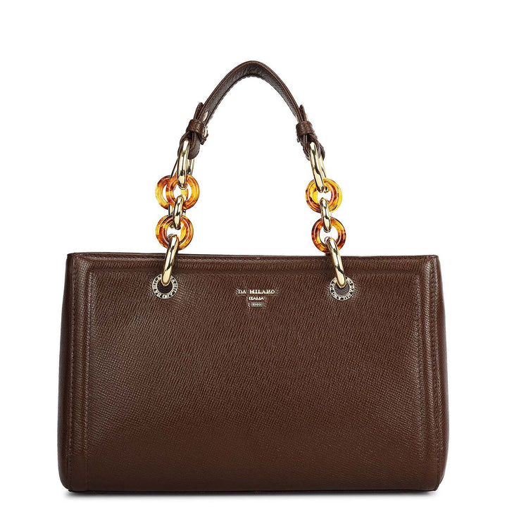 Small Franzy Leather Satchel - Walnut