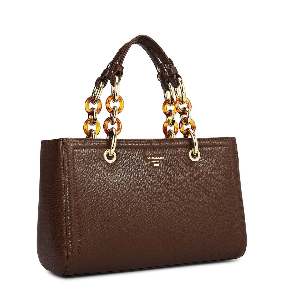 Small Franzy Leather Satchel - Walnut