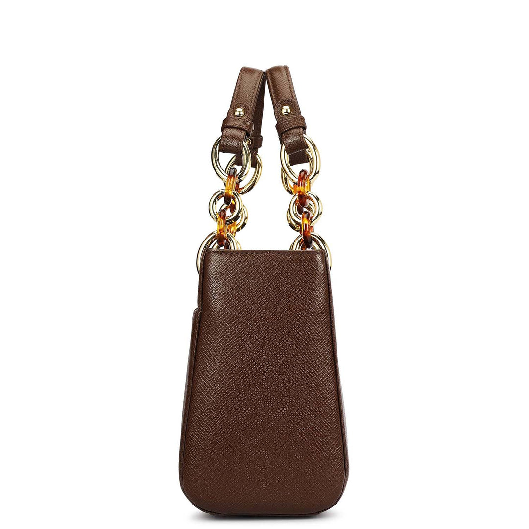 Small Franzy Leather Satchel - Walnut