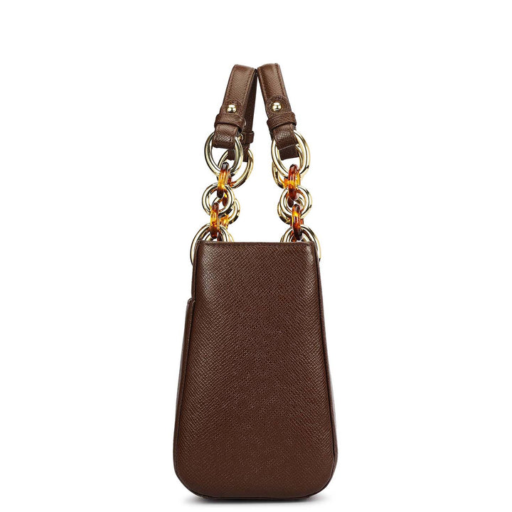 Small Franzy Leather Satchel - Walnut