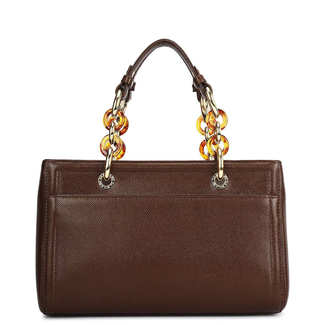 Small Franzy Leather Satchel - Walnut