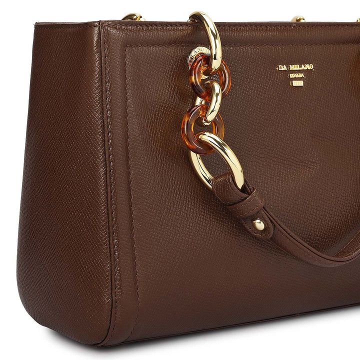 Small Franzy Leather Satchel - Walnut