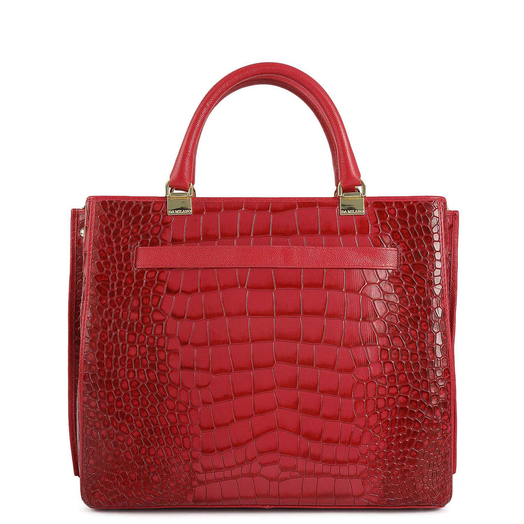 Medium Croco Leather Satchel - Plumberry