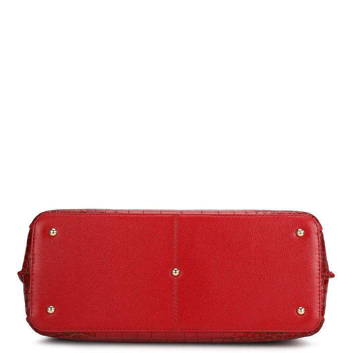 Medium Croco Leather Satchel - Plumberry