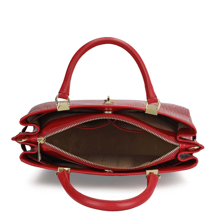 Medium Croco Leather Satchel - Plumberry