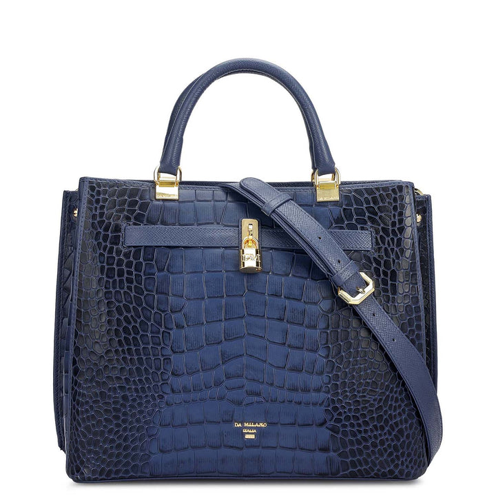 Medium Croco Leather Satchel - Stardust